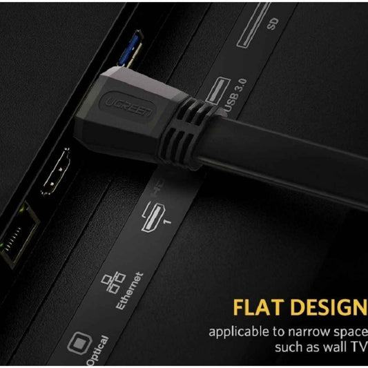 UGREEN 50821 HDMI 2.0 Flat Cable | 5 Meter | 4K @ 30Hz | High-Speed HDMI | Black
