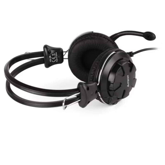 A4Tech HS-28 ComfortFit Stereo Headset – Noise-Cancelling Mic, 3.5mm, Wired (Black)