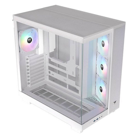 Thermaltake View 380 XL TG ARGB Mid Tower PC Case, 4x 120mm aRGB Lite Pre-Installed Fans, Up to 360mm Radiator & 10x Fan Support, USB Type-C x1, USB 3.0 x2, HD Audio, White | CA-11E-00M6WN-00