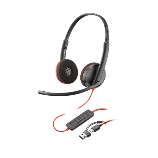 Poly Blackwire C3225 Wired USB-C Office Headset, Stereo Headband Design, Noise-Canceling Boom Microphone, USB Type-C Connectivity, Black | 8X229A6