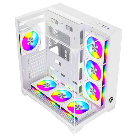 GAMEON Valkyrie I GO-VALKYRIEI-A Mid Tower Gaming Case | ATX / M-ATX / ITX | 7× 120mm ARGB+PWM Fans | 360mm Water Cooling | 400mm GPU Support | White