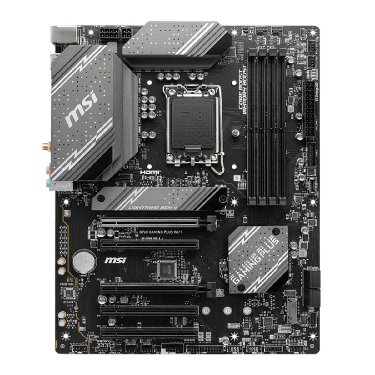 MSI B760 Gaming Plus WIFI DDR5 ATX LGA 1700 Socket Motherboard, Intel B760 Chipset, Dual-Channel Mode, Intel Wi-Fi 6E, 5x PCI-E x16 Slot, 2x M.2 Storage