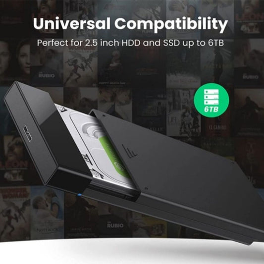UGREEN US221 2.5-inch Hard Drive Enclosure | USB 3.0 to SATA III | 7mm/9.5mm HDD & SSD | Up to 6TB | Black | US221-30848