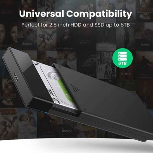 UGREEN US221 2.5-inch Hard Drive Enclosure | USB 3.0 to SATA III | 7mm/9.5mm HDD & SSD | Up to 6TB | Black | US221-30848
