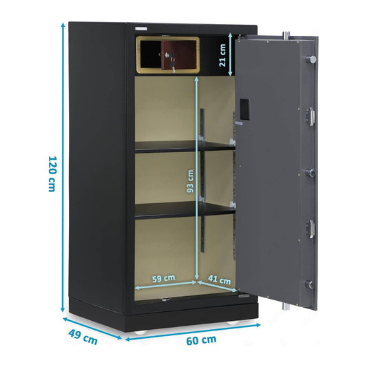 Rubik X-Large Executive Digital Safe Box RB120XTD – Triple Security Lock, Ultra Large Capacity, Heavy-Duty Steel, 120×60×49cm, Black/Grey