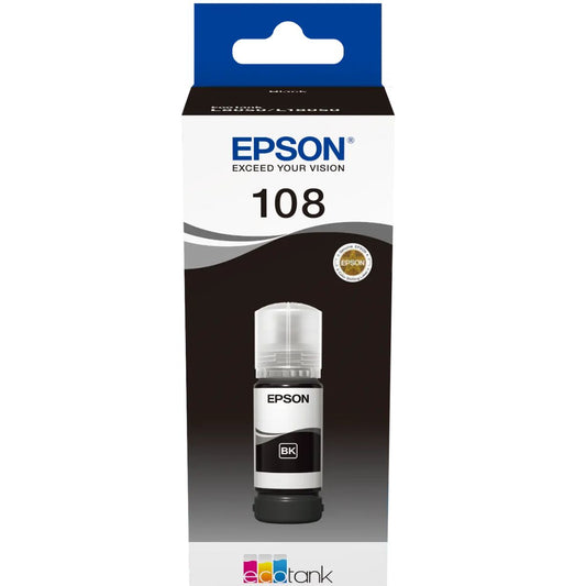 Epson 108 EcoTank Ink Bottle – Black, Cyan, Magenta, Yellow, Light Magenta, Light Cyan
