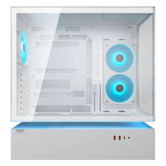 Cougar CFV235 ATX Mid-Tower Computer Case, Unity 240mm Reverse ARGB Fan + 120mm ARGB Fan, Panoramic Glass, Vertical GPU Support, White | 382DA40.0002