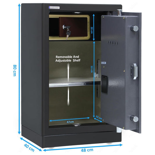 Rubik Large Executive Digital Safe Box, Dual Security Lock -RB73XTD (80x48x40cm) Black/Grey