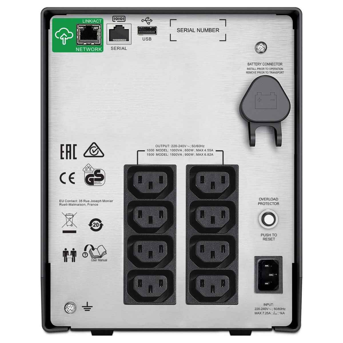 APC Smart-UPS SMC1000IC Tower UPS | 1000VA / 600W | LCD Display | SmartConnect Remote Monitoring | 230V Input/Output | 8× IEC C13 Outlets | Black