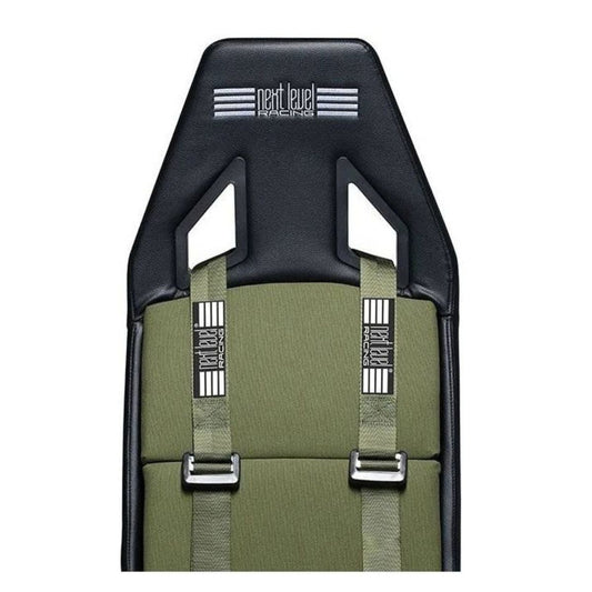 Next Level Racing Flight Simulator Boeing Military Edition | Dedicated Flight Cockpit | Wide Adjustments | Green Canvas Seat | Black/Green | NLR-S028