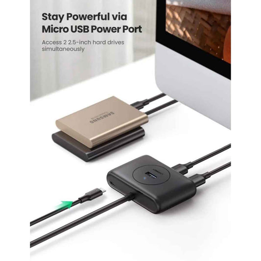 UGREEN USB 3.0 4-Port Hub (1m Cable) – Ultra-Slim Multiport Adapter for Laptop, Desktop, PS5, Xbox & Peripherals