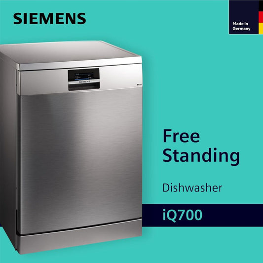 Siemens iQ700 60cm Home Connect Dishwasher – 14 Place Settings, Zeolite Function, Made in Germany, Silver (SN27ZI86DM)