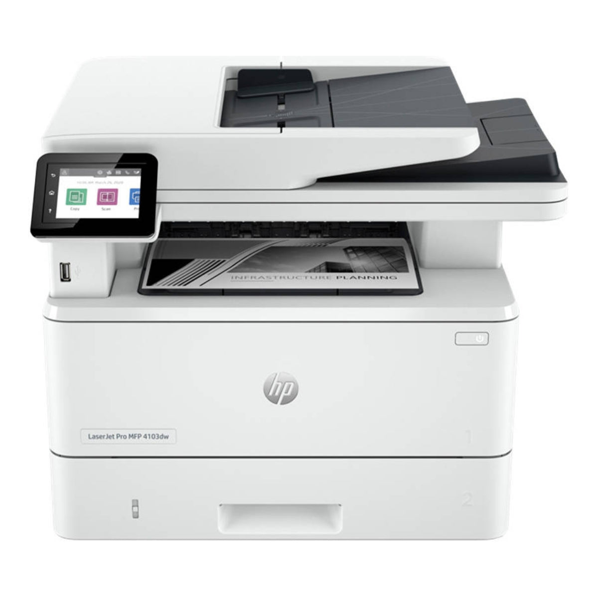 HP LaserJet Pro MFP 4103dw Printer, 2.7" Color Touchscreen Display, Up to 42ppm Print Speed, Up to 40cpm Copy Speed, 50 Sheets ADF Capacity, White | 2Z627A