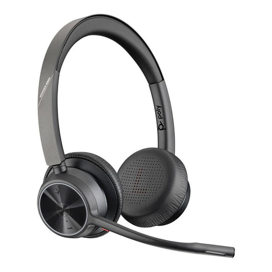 Poly Voyager 4320 UC Wireless Headset with Charge Stand, Bluetooth & USB-C Wireless Adapter, Noise-Canceling Boom Microphone, Microsoft Teams & Zoom Compatible | 218479-01