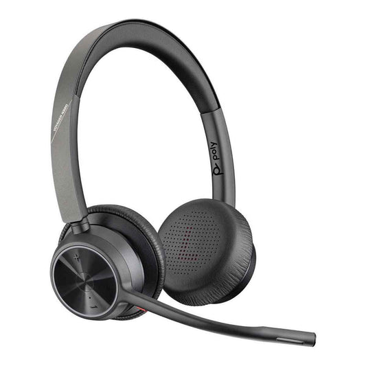Poly Voyager 4320 UC Wireless Headset with Charge Stand, Bluetooth & USB-C Wireless Adapter, Noise-Canceling Boom Microphone, Microsoft Teams & Zoom Compatible | 218479-01