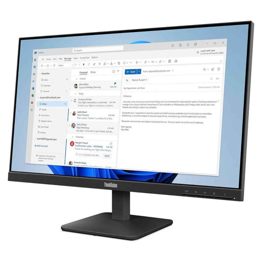 Lenovo ThinkVision S24-4e Monitor – 23.8" FHD IPS Display, 100Hz, 4ms GtG, Near-Edgeless Design (Black)