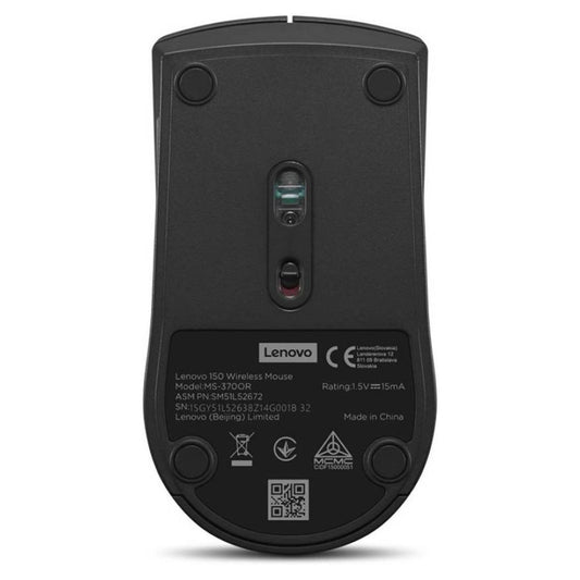 Lenovo 150 Wireless Mouse | 1000 DPI | 3 Buttons | 2.4GHz Wireless | USB-A Receiver | Black | GY51L52638