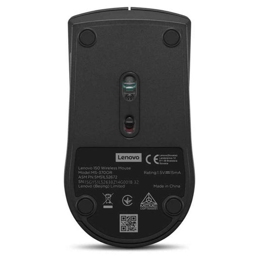 Lenovo 150 Wireless Mouse | 1000 DPI | 3 Buttons | 2.4GHz Wireless | USB-A Receiver | Black | GY51L52638