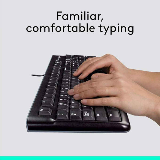 Logitech MK120 Wired Keyboard and Mouse Combo | Full-Size Keyboard | Optical USB Mouse | English/Arabic Layout | Black | 920-002546