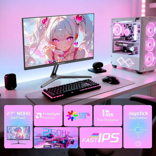 Sansui F6 PRO 27" QHD Gaming Monitor – 260Hz, 1ms (MPRT), Fast IPS, FreeSync Premium, HDR (ESA-G27F6Q PRO)