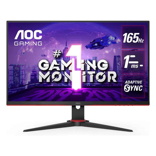 AOC 27G2SE 27" AdaptiveSync Gaming Monitor, 165Hz 1920 1080VA Display, 1ms Response Time, 16.7M Color, 178° (H) / 178° (V) Viewing Angle, VGA 1, HDMI 1.4 2, DP 1.2 1, Black- Red