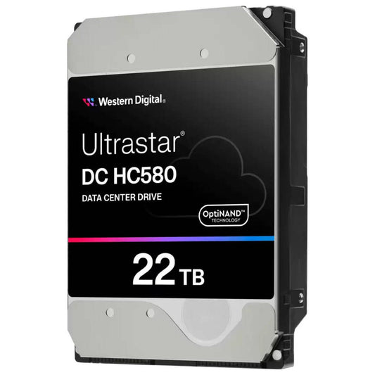Western Digital Ultrastar DC HC580 Data Center Internal HDD, 22TB Capacity, 3.5" Form Factor, SATA Interface, Up to 291 MB/s Transfer Rate, 7200 RPM, 512MB Cache Size | WUH722422ALE6L4 / 0F62785