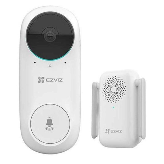 EZVIZ DB2C Kit - Wire-Free Video Doorbell with Chime, 1080p, 160° Vertical Field of View, Advanced PIR Person Detection, Tamper Alarm, Night Vision up to 6 m, Wi-Fi Chime Included