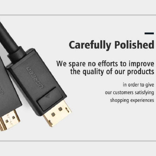 UGREEN 10239 4K UHD DisplayPort to HDMI Cable | 4K 3D Vision | Audio & Video Sync | 1.5m | Black