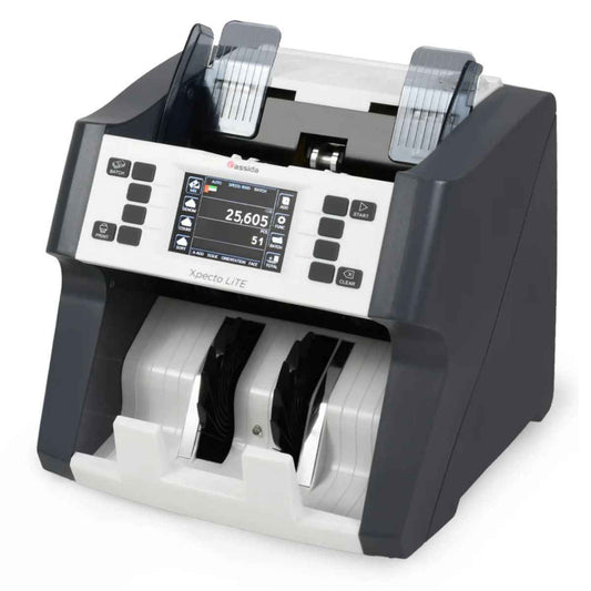 Cassida Xpecto LiTE, Single Mix Value Counter for AED Only, Hopper 600 Bills, Stacker 250 Bills, 3.2" LCD Screen, CIS, UV, MG, IR Detection System, Fast & Accurate Counting And Sorting, | Xpecto LiTE