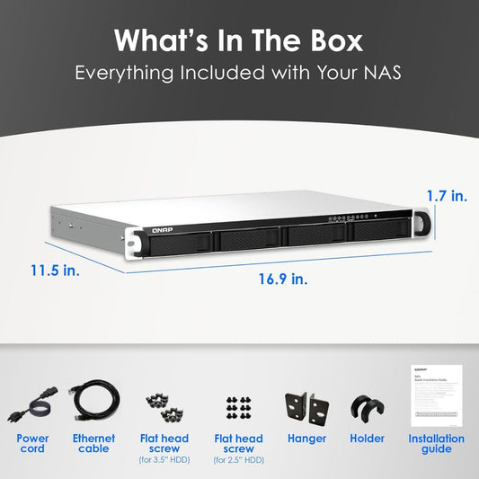 QNAP TS-464eU-8G 1U 4-Bay Rackmount NAS – Intel® Celeron®, 2.5GbE, NVMe, HDMI | 3 Years Warranty
