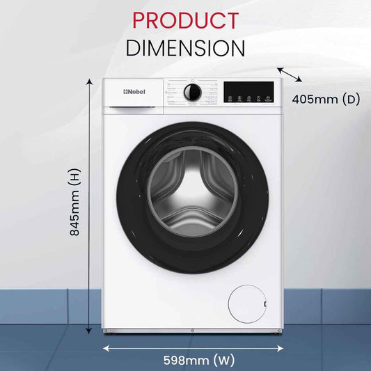 Nobel NWM770 6kg Inverter Washing Machine Silver Color— BLDC Motor, 1200 rpm, 12 Programs, Intelligent Washing