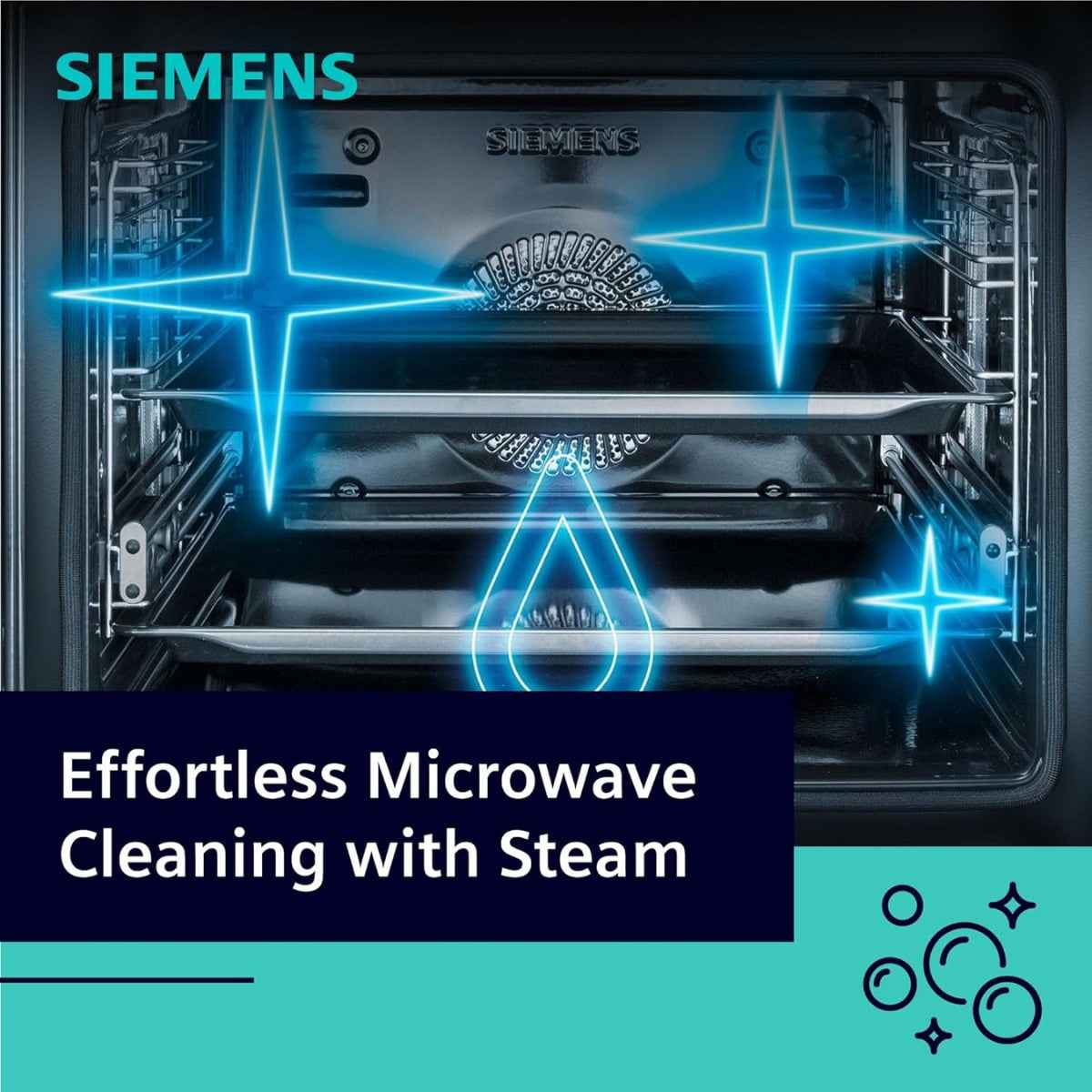Siemens iQ500 Built In Microwave BE555LMS0M, 60cm, 900 Watts Power, 25 Liters Capacity, CookControl8, 5 Power Levels, Integrated Cleaning system, Grill Function, Black/Stainless Steel