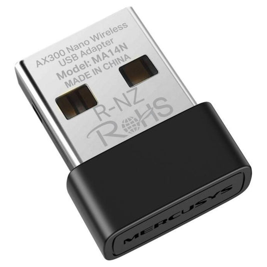 MERCUSYS MA14N AX300 Nano Wi-Fi 6 USB Adapter | 287 Mbps 2.4 GHz | USB 2.0 | MU-MIMO | Windows & Linux