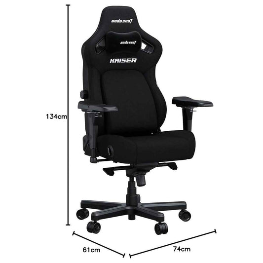 AndaSeat Kaiser 4 L Gaming Chair | Black Linen Fabric | 5D Armrests | Pop-Out Lumbar Support | 135° Recline
