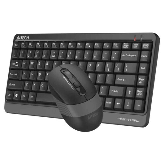 A4Tech Fstyler FG1110 Wireless Keyboard & Mouse Combo – 2.4GHz, Splash Resistant, Multimedia Hotkeys (Grey)