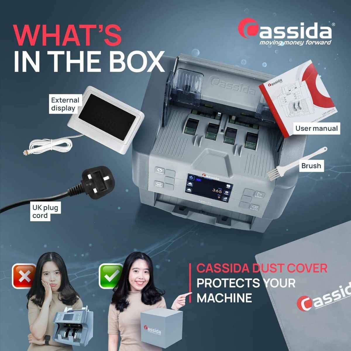 Cassida Artemis, Touchscreen LCD Display, 2 Pocket Mixed Value Counter & Sorter With Counterfeit Detection, Up to 15 Currencies, Automatic Currency Recognition, Gray | ARTEMIS