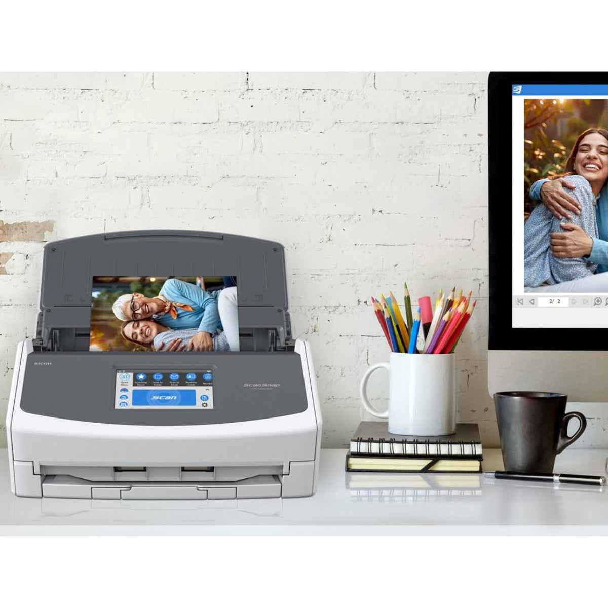 Ricoh ScanSnap iX1600 Versatile Cloud-Enabled Document Scanner for Mac or PC, White | PA03770-B615 / PA03770-B401