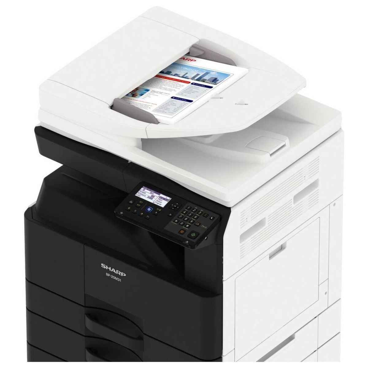SHARP BP-20M24 Multifunctional Laser Printer, Up to 24 ppm Speed, 600 x 600 DPI Max Resolution, 1850 Sheets Max Paper Capacity, Built-In Stackless Duplex | BP20M24