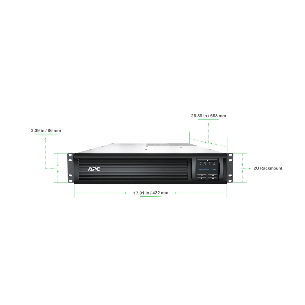 APC Smart-UPS SMT 2200VA 120V (SMT2200RM2UNC) - Line Interactive, Rackmount 2U, 6x NEMA 5-15R+2x NEMA 5-20R outlets, Network Card, AVR, LCD