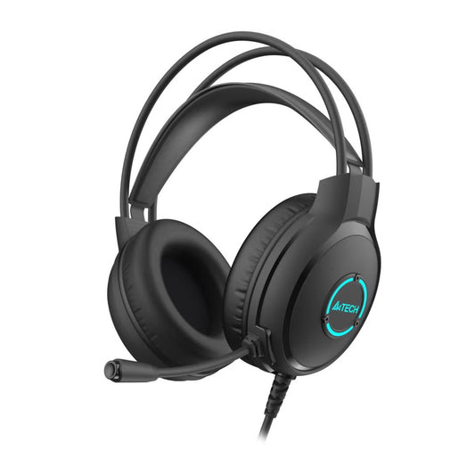 A4Tech Fstyler FH300U Neon Illuminate USB Stereo Headset – 7 Color LED, 50mm Driver, Noise Cancelling Mic, Black