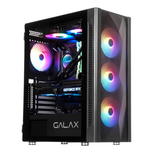 GALAX ALLSYNC Mid Tower ATX PC Case Tempered Glass Side Panel Remote Customization Peak Airflow Fits Up to 6*120mm Fans 360mm Radiators USB 3 0/2 0 HD Audio |Black