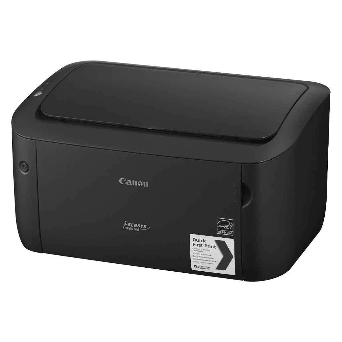 Canon i-SENSYS LBP6030B Mono Laser Home/Office Printer + 2 Black Toner Cartridges – A4, Print Only, 18 ppm, 300 × 300 dpi, USB, Compact Design, Black | 8468B042