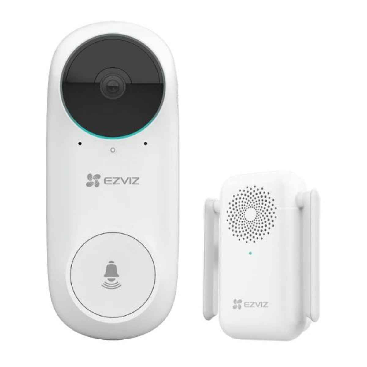 EZVIZ DB2C Kit - Wire-Free Video Doorbell with Chime, 1080p, 160° Vertical Field of View, Advanced PIR Person Detection, Tamper Alarm, Night Vision up to 6 m, Wi-Fi Chime Included