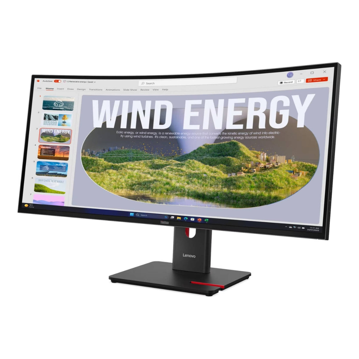 Lenovo ThinkVision T34WD-40 34" Monitor, VA Display, WQHD Resolution, 120Hz Refresh Rate, 4ms (Extreme Mode) Response Time, 1500R Curvature, 16.7m Color Display, Black