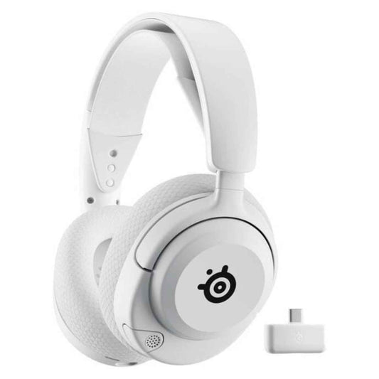 SteelSeries Arctis Nova 5 Wireless Headphones, 40mm Neodymium Drivers, Clear Cast Gen 2.x, Retractable Boom, 360° Spatial Audio, Quick-Switch Wireless, White