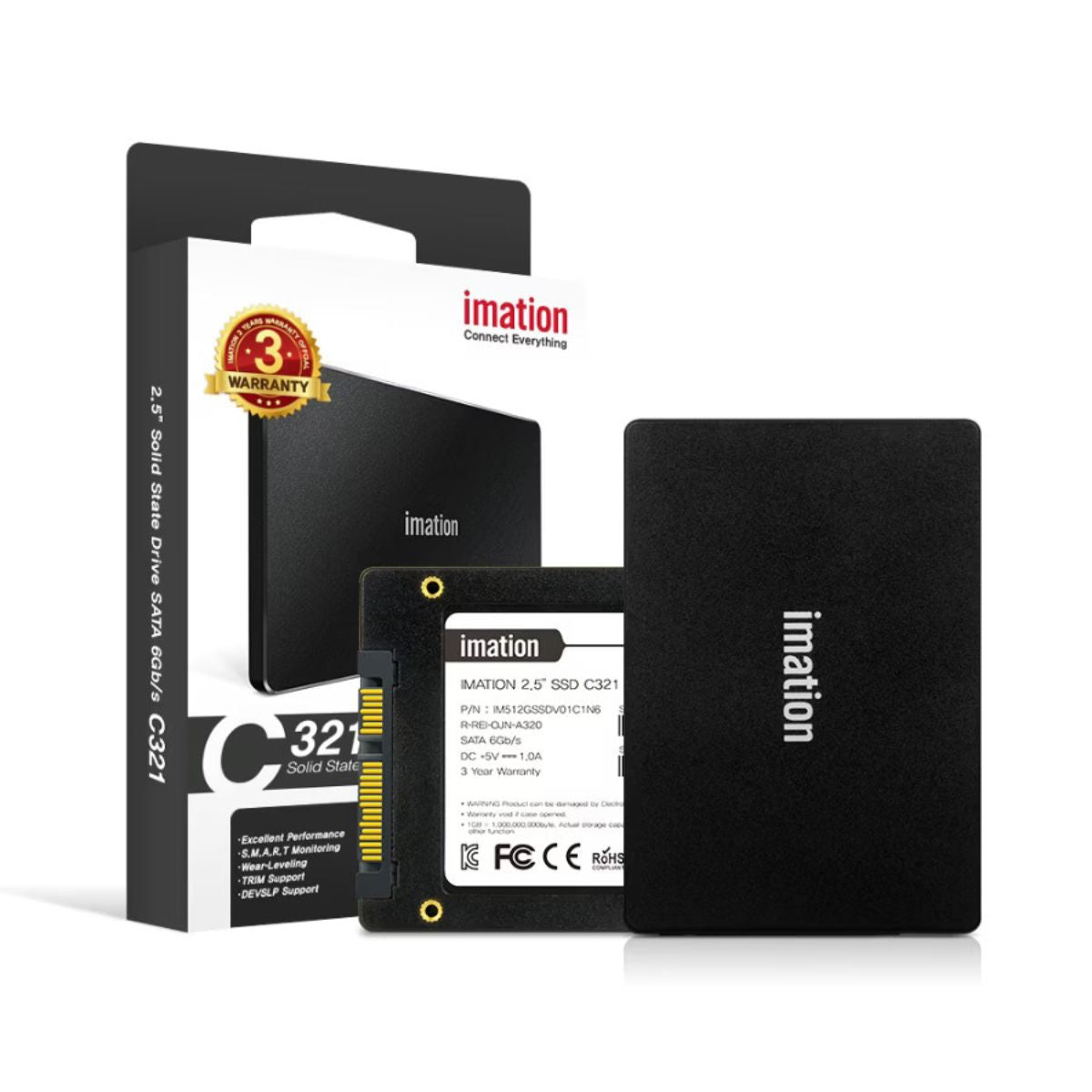 Imation C321 SATA III 2.5" Internal SSD | 1TB Capacity | Up to 550MB/s Read & 500MB/s Write | 3D NAND | Black | IM1TSSDV01C1N6