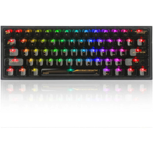 Redragon FIZZ K617CTB-RGB 60% Wired Mechanical Gaming Keyboard, 61 Keys, Full-Transparent Design, RGB Backlighting, Linear Switches, Hot-Swappable, Pro Software, Black | K617CTB-RGB