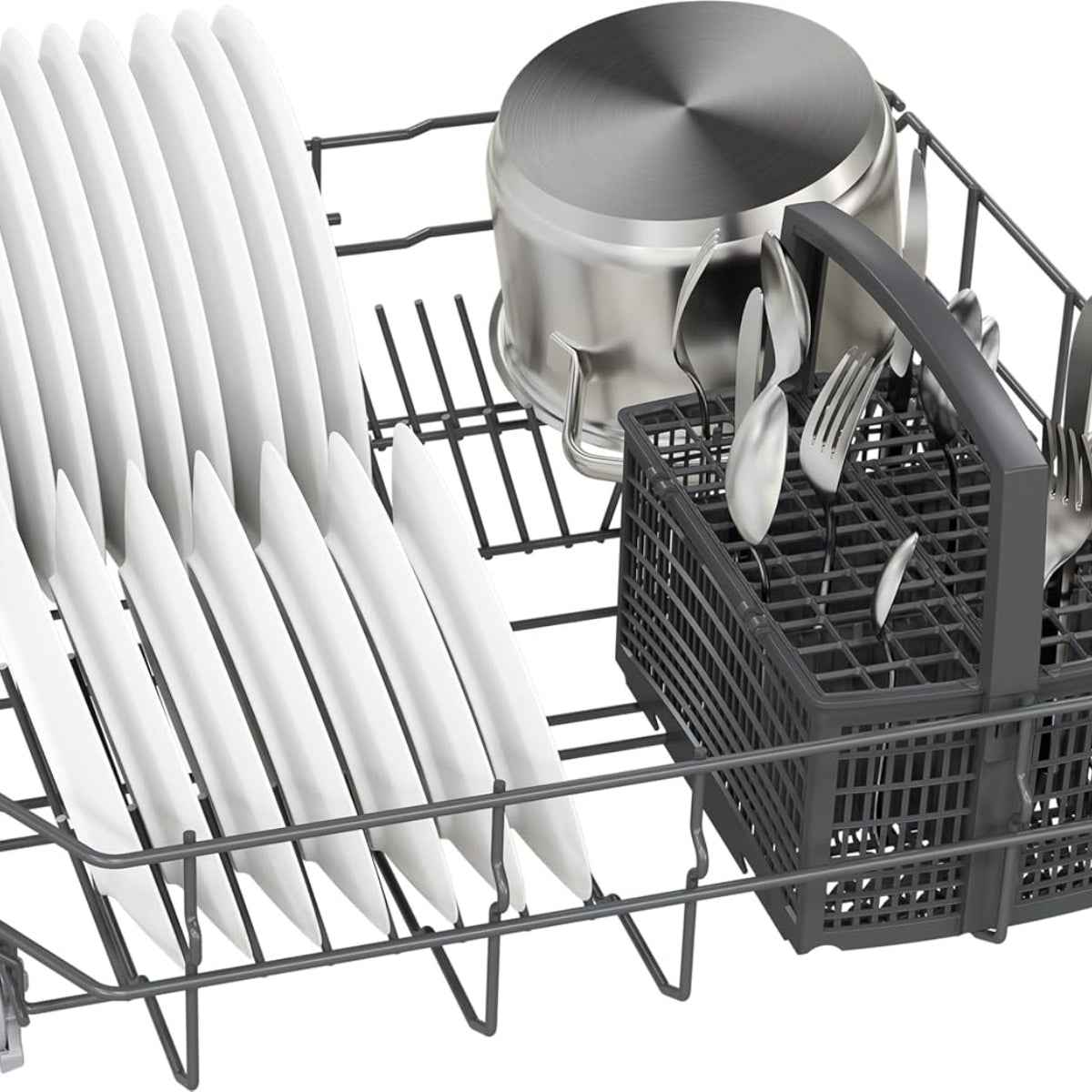 Siemens iQ100 Free-Standing Dishwasher SN216I00AM, Vario Speed, Rack Matic, Hygiene Plus Motion, Inherent Heat Drying System, Brushed Steel Anti-Fingerprint