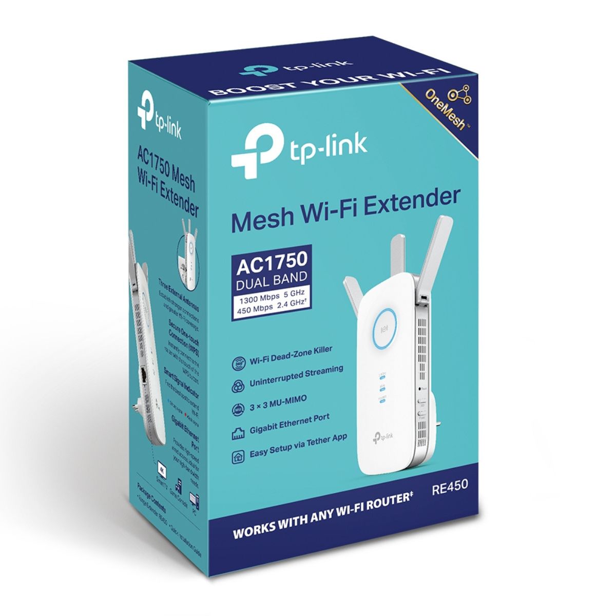 TP-Link AC1750 WiFi Extender Up to 1750Mbps, Dual Band WiFi Repeater, Internet Booster, Extend WiFi Range further (RE450)