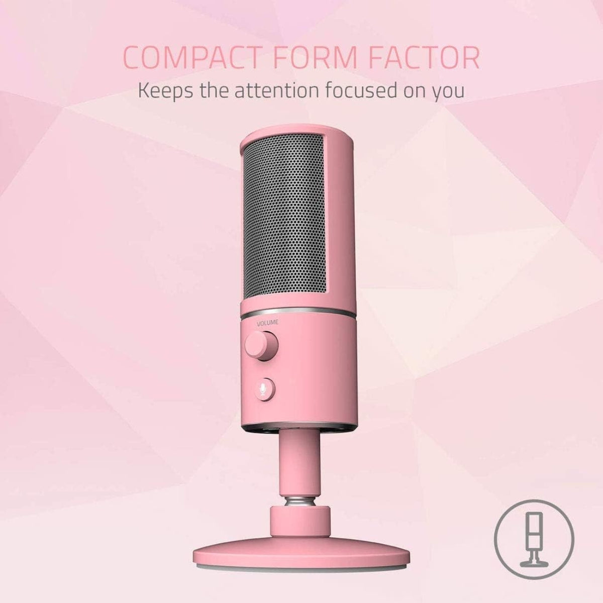Razer Seiren X Quartz Streaming Microphone Pink RZ19-02290300-R3M1, Compact USB Condenser Microphone, Built-in Shock Absorber, Super cardioid Recording Pattern for Diffuser and Streamer